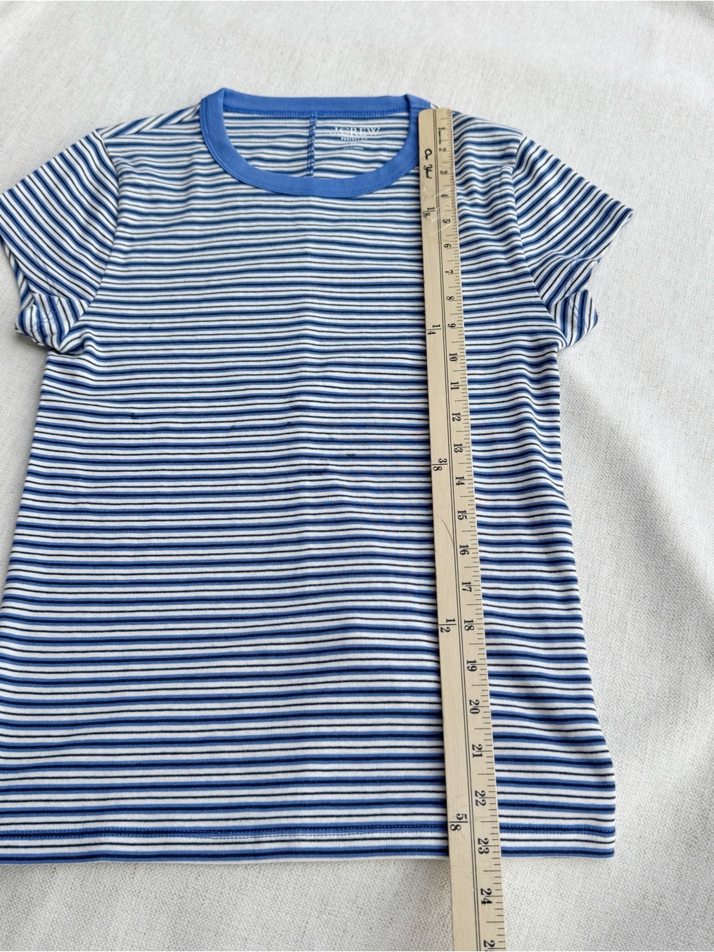 J Crew new women's perfect-fit crewneck T-shirt in stripe in blue white - Picture 3 of 9